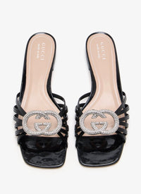 GUCCI INTERLOCKING CRYSTAL EMBELLISHED FLAT
